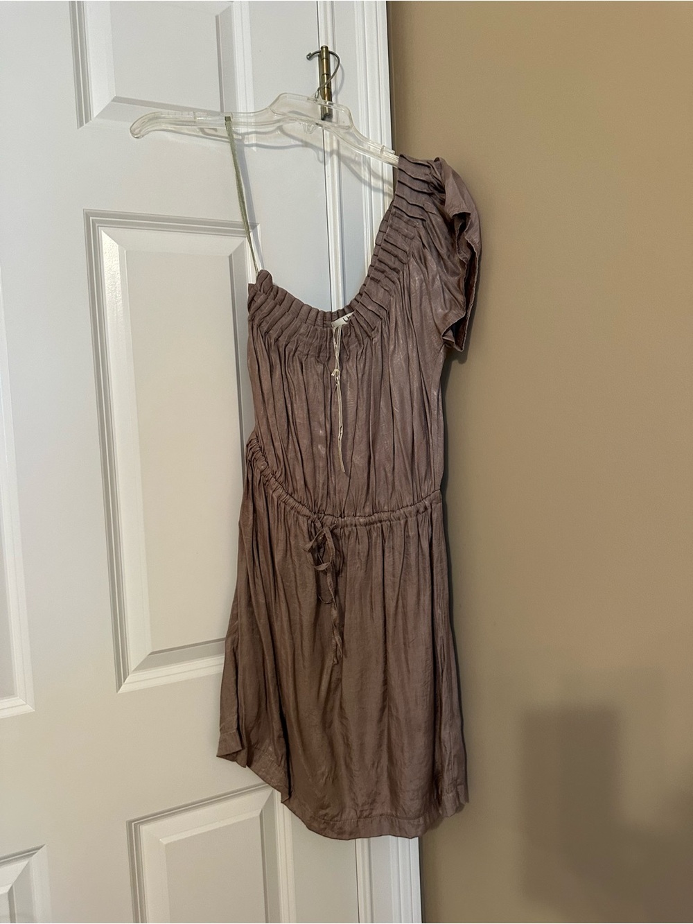 One-Shoulder Taupe Summer Dress